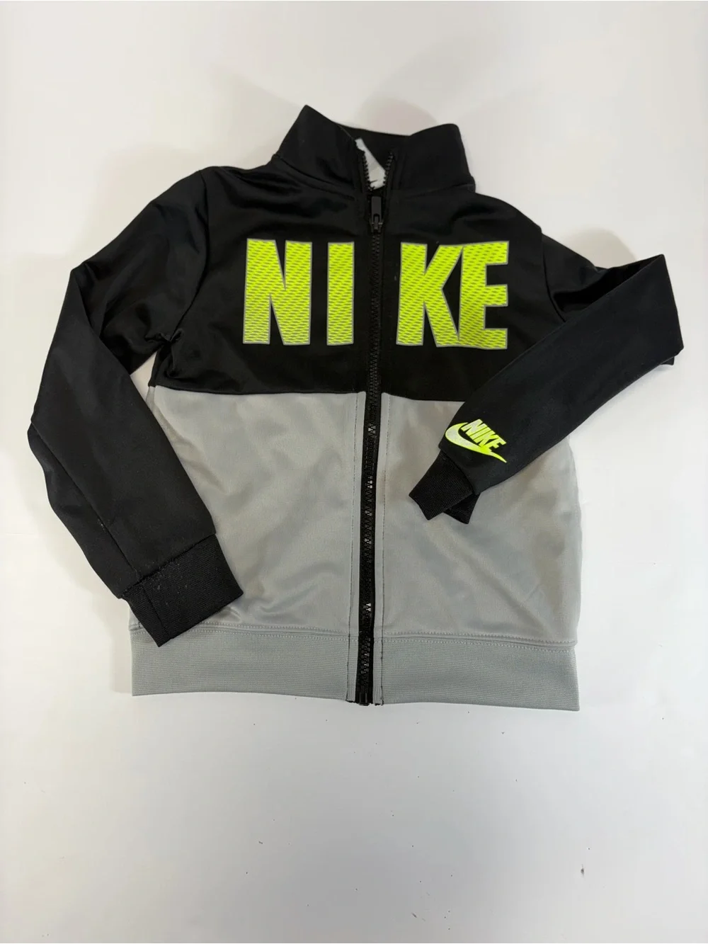 Nike Toddler Boys Colorblock Full Zip Track Jacket Black Gray Neon Yellow 4T